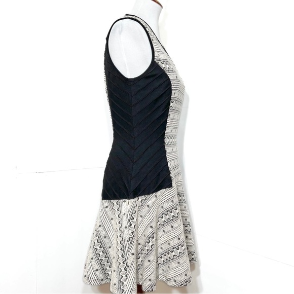 Revolve {Greylin} Black White Jacquard Diamond Sleeveless Skater Tunic Dress - Picture 6 of 14